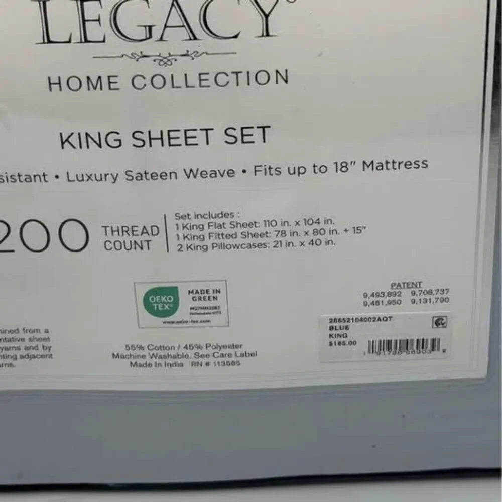 King 1200 Thread Count Sheet Set Luxury Sateen Home Collection Light Muted Blue